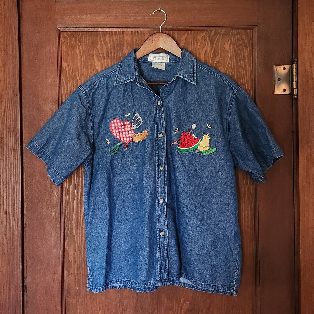 Mandal Bay Embroidered BBQ Button Down Shirt